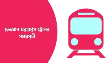 দ্রুতযান এক্সপ্রেস ট্রেনের সময়সূচী